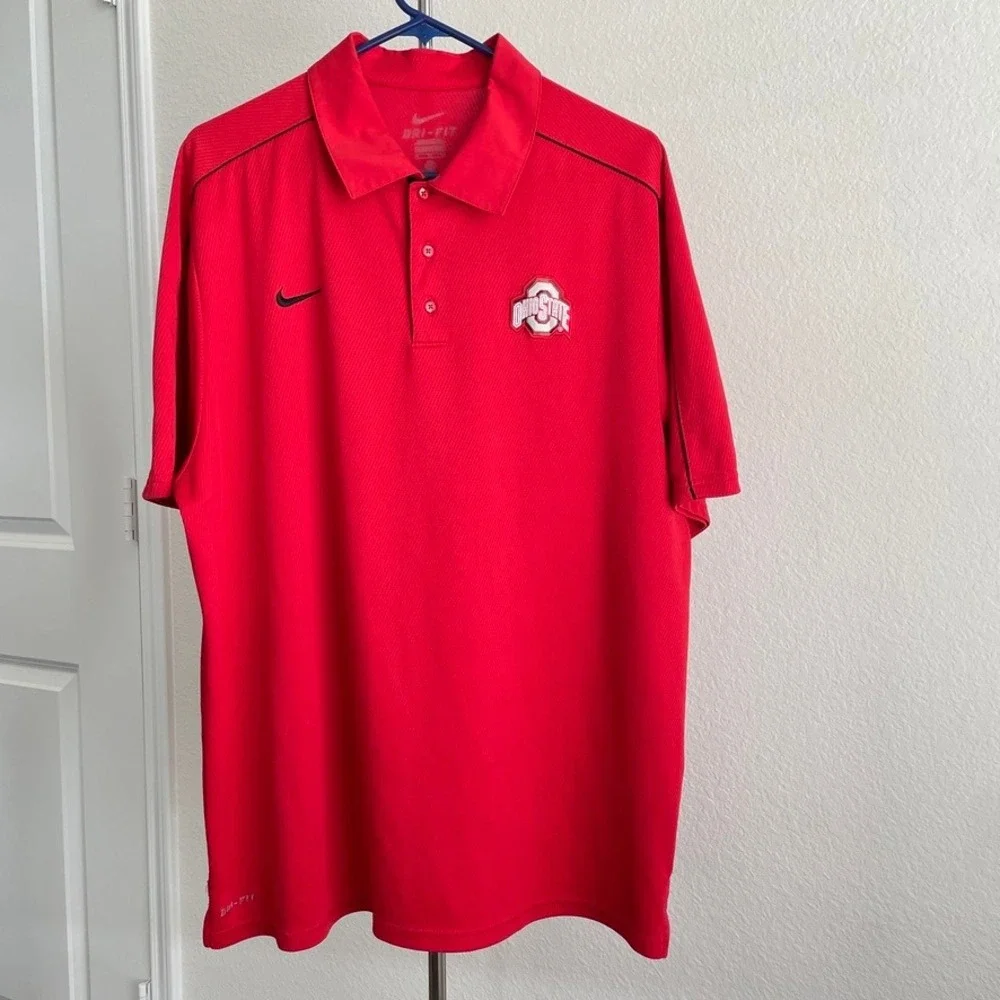 Nike Dri-FIT Ohio State Buckeyes Mens Red Short Sleeve Polo Shirt XL
